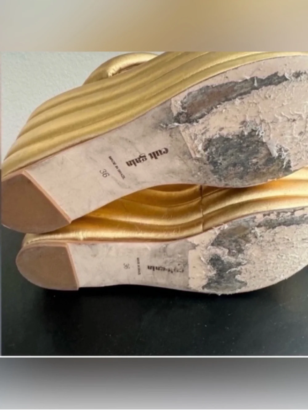 cult gaia Metallic Gold Layered Platform Sandals